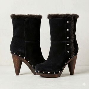 Seychelles Black Faux Fur Heeled Boots